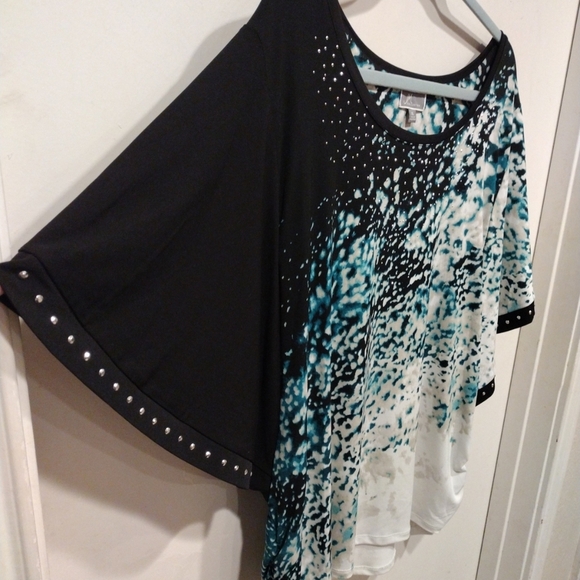 JM Collection Women's Multicolor Embellished Slinky Top Sz XL-Fairy Whimsigoth - Picture 3 of 6